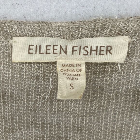 EILEEN FISHER Sweater Small Linen Cardigan Vest Button Front Sleeveless Beige - Picture 7 of 14